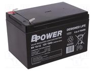 Re-battery: acid-lead; 12V; 15Ah; AGM; maintenance-free; 72W; 4.4kg BPOWER