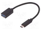Cable; USB 3.0; USB A socket,USB C plug; 0.2m QOLTEC