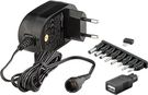 Universal Power Supply (3V-12V max. 18W / 1,5A), black, 1.8 m - incl. 1x USB and 8x DC adapters