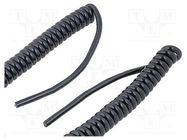 Wire: coiled; 4x0,5mm2; unshielded; PUR; black; 500V; 0.5m; 2m HELUKABEL
