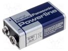 Battery: alkaline; 9V; 6F22; non-rechargeable PANASONIC