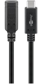 Kabelis ilgiklis USB C kištukas - USB C lizdas USB 3.2 Gen2, Thunderbolt™ 3 , max 60W, iki 10Gbit/s 1m juodas Goobay