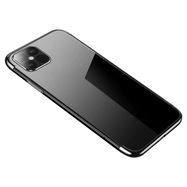 Clear Color Case Gel TPU Electroplating frame Cover for iPhone 12 Pro Max black, Hurtel