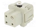Connector: HDC; contact insert; female; HDC; PIN: 4; 3+PE; size 1 TE Connectivity