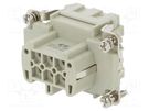 Connector: HDC; female; HE; PIN: 6; 6+PE; size 3; w/o contacts; 16A TE Connectivity