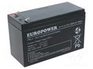 Re-battery: acid-lead; 12V; 8Ah; AGM; maintenance-free; EV EUROPOWER