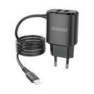 Dudao charger 2x USB with built-in 12W Lightning cable black (A2ProL black), Dudao