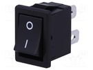 ROCKER; SPST; Pos: 2; ON-OFF; 6A/250VAC; black; none; Rcont max: 20mΩ NKK SWITCHES