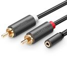 Ugreen cable audio cable 3.5 mm mini jack (female) - 2RCA (male) 25 cm gray (AV102 10561), Ugreen
