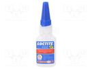 Cyanoacrylate adhesive; colourless; plastic container; 5÷20s LOCTITE