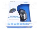 Optical mouse; black; USB; wired; 1.5m; No.of butt: 3 LOGILINK