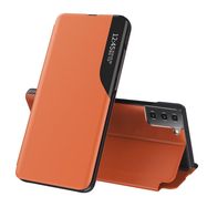Eco Leather View Case elegant bookcase type case with kickstand for Samsung Galaxy S21+ 5G (S21 Plus 5G) orange, Hurtel