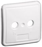 2-hole Cover Plate for Antenna Wall Sockets, white - cover with fixing screw and labelling for TV and radio