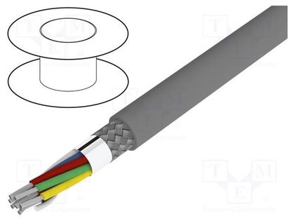 Wire; Alpha Essential C&C; 8x24AWG; PVC; dark grey; 300V; 30.5m ALPHA WIRE 6332-SL005