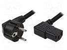 Cable; CEE 7/7 (E/F) plug angled,IEC C13 female 90°; 2m; black LOGILINK