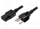 Cable; 3x0.75mm2; IEC C13 female,SEV-1011 (J) plug; 1.8m; black LOGILINK