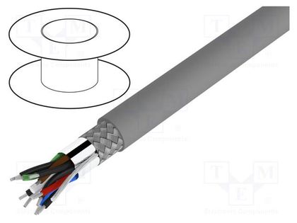 Wire; Alpha Essential C&C; 5x2x28AWG; PVC; dark grey; 300V; 30.5m ALPHA WIRE 6393-SL005