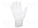 Protective gloves; ESD; L; polyamide; white; <100MΩ ANTISTAT