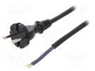 Cable; 2x1mm2; CEE 7/17 (C) plug,wires; rubber; 4m; black; 16A PLASTROL