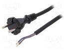 Cable; 2x1mm2; CEE 7/17 (C) plug,wires; rubber; 4.5m; black; 16A PLASTROL