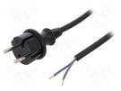 Cable; 2x1mm2; CEE 7/17 (C) plug,wires; PVC; 4.5m; black; 16A; 250V PLASTROL