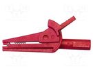 Crocodile clip; 6A; Grip capac: max.15.7mm; red; Contacts: steel MUELLER ELECTRIC