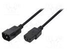 Cable; IEC C13 female,IEC C14 male; 3m; black; 10A; 250V LOGILINK
