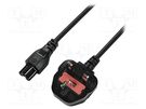 Cable; 3x0.75mm2; BS 1363 (G) plug,IEC C5 female; 1.8m; black LOGILINK