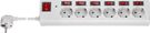 6-Way Surge-Protected Power Strip with Switch, 1.5 m, white - 6x safety socket (Type F, CEE 7/3) with individual switches