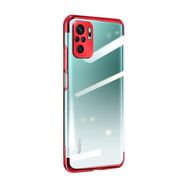 Clear Color Case Gel TPU Electroplating frame Cover for Xiaomi Redmi Note 10 5G / Poco M3 Pro red, Hurtel