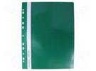 Document wallet; with holes; A4; green; PVC BIURFOL
