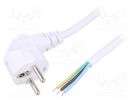 Cable; 3x1.5mm2; CEE 7/7 (E/F) plug angled,wires; PVC; 5m; white LIAN DUNG