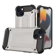 Hybrid Armor Case Tough Rugged Cover for iPhone 13 mini silver, Hurtel