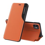 Eco Leather View Case elegant bookcase type case with kickstand for iPhone 13 orange, Hurtel