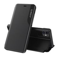 Eco Leather View Case elegant bookcase type case with kickstand for iPhone 13 mini black, Hurtel