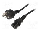 Cable; 3x0.75mm2; IEC C13 female,IRAM 2073 plug; PVC; 1.8m; black SUNNY