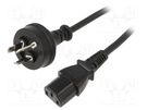 Cable; 3x0.75mm2; AS/NZS 3112 (I) plug,IEC C13 female; PVC; 1.8m SUNNY