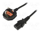 Cable; 3x0.75mm2; BS 1363 (G) plug,IEC C13 female; PVC; 1.8m SUNNY