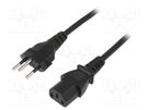 Cable; 3x0.75mm2; IEC C13 female,SEV-1011 (J) plug; PVC; 1.8m SUNNY