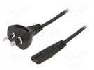 Cable; 2x0.75mm2; AS/NZS 3112 (I) plug,IEC C7 female; PVC; 1.8m SUNNY