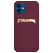 Card Case Silicone Wallet Case with Card Slot Documents for iPhone 12 Pro Max Burgundy, Hurtel