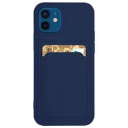 Card Case Silicone Wallet Case with Card Slot Documents for Samsung Galaxy A42 5G Navy Blue, Hurtel