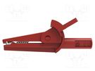 Crocodile clip; 10A; red; max.8mm; Plating: nickel plated; 600V SCHÜTZINGER