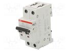 Circuit breaker; 400VAC; Inom: 6A; Poles: 2; for DIN rail mounting ABB