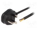 Cable; 3x1mm2; BS 1363 (G) plug,wires; PVC; 3m; black; 13A LIAN DUNG