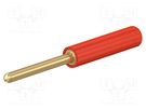 Adapter; 2mm banana; red; gold-plated; 36.5mm; Type: non-insulated STÄUBLI