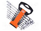 Wrenches set; inch,combination spanner,with ratchet; 8pcs. BAHCO