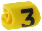 Markers; Marking: 3; 1÷3mm; PVC; yellow; -65÷105°C; leaded; HGDC1-3 HELLERMANNTYTON