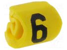 Markers; Marking: 6; 1÷3mm; PVC; yellow; -65÷105°C; leaded; HGDC1-3 HELLERMANNTYTON