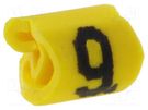 Markers; Marking: 9; 1÷3mm; PVC; yellow; -65÷105°C; leaded; HGDC1-3 HELLERMANNTYTON